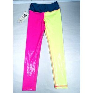 Kali Neon Capri Leggings XS | 80s Retro Gym Yoga Workout Crop Pants